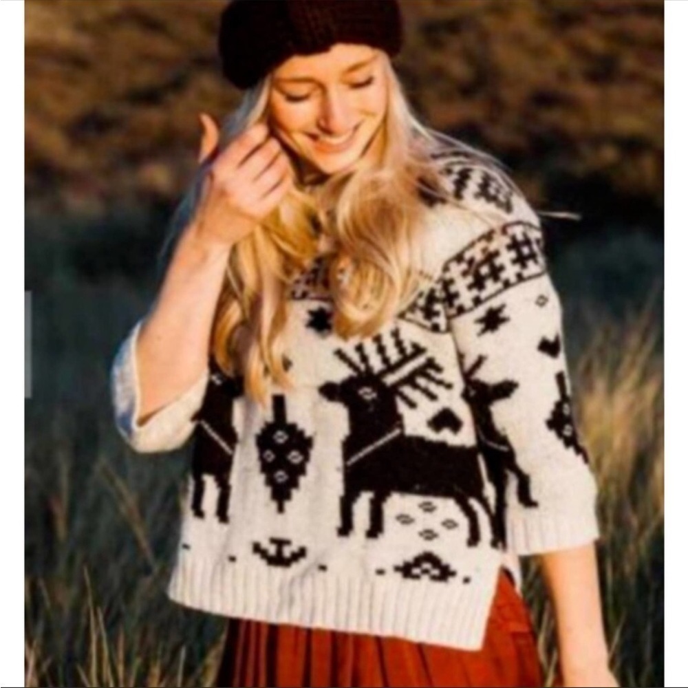 H & M reindeer 4/3 sleeve Alpaca Blend sweater XS